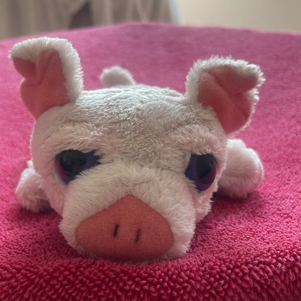 Audrey Plush Teddy Bear Pink Two Tone Purple Eyes Stuffed Toy 5"